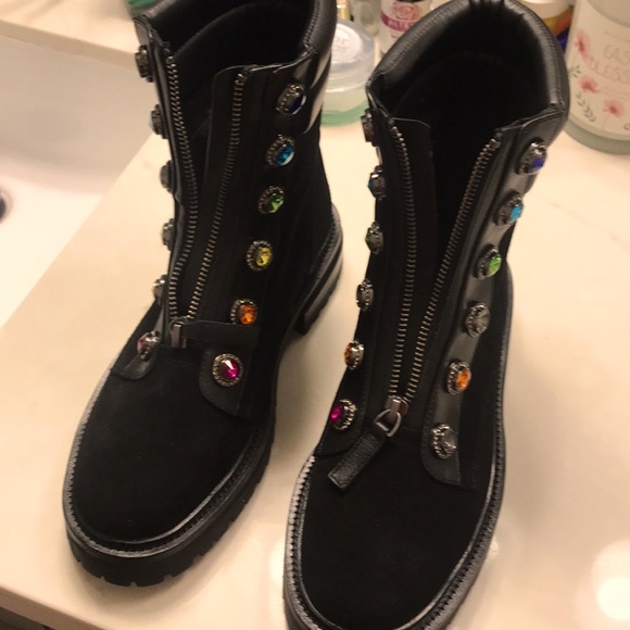 Kurt Geiger London- Black rain-bow Bobby leather ankle boots - Picture 1 of 4